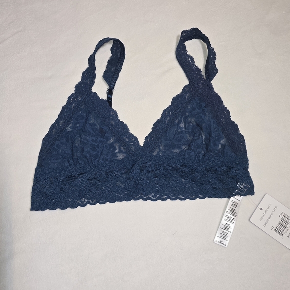 Hanky Panky Signature Lace Crossover Bralette in Deep Blue Riva Nwt - Picture 2 of 5